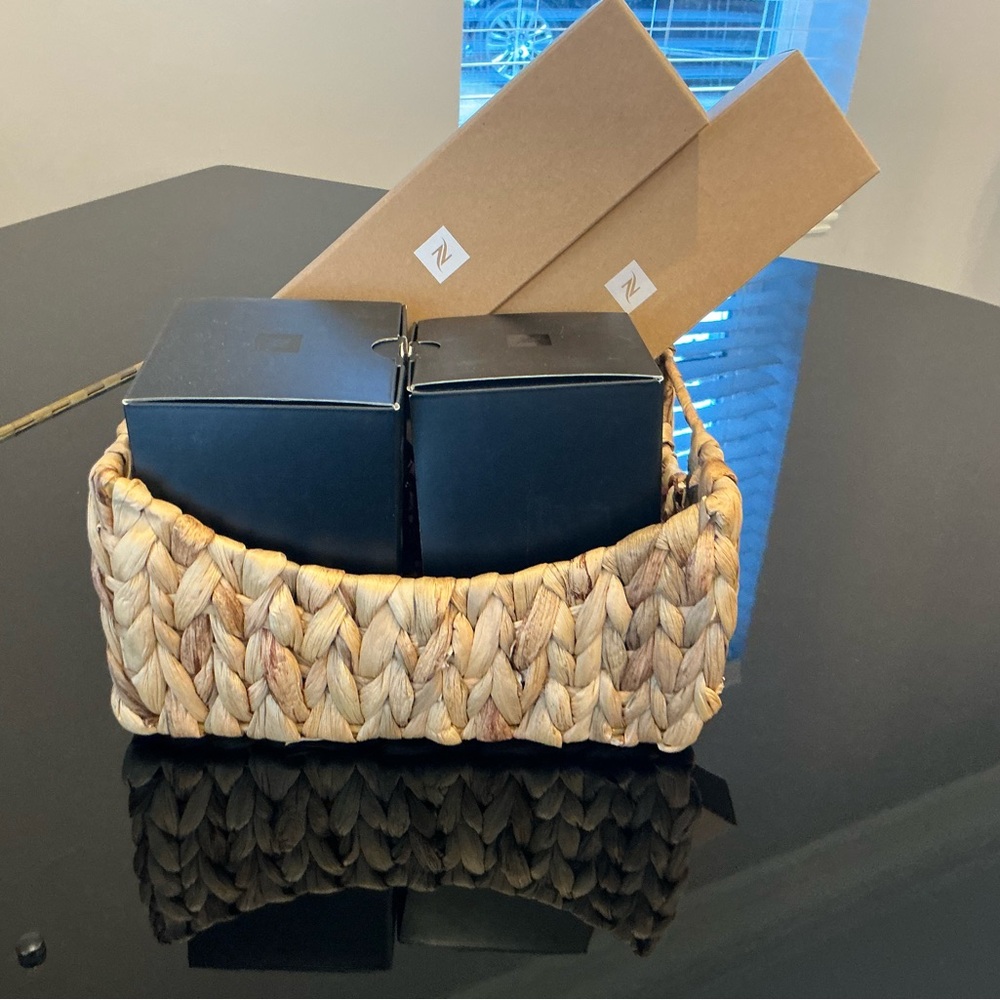 Nespresso basket with origin cup set plus barista apron plus barista towel